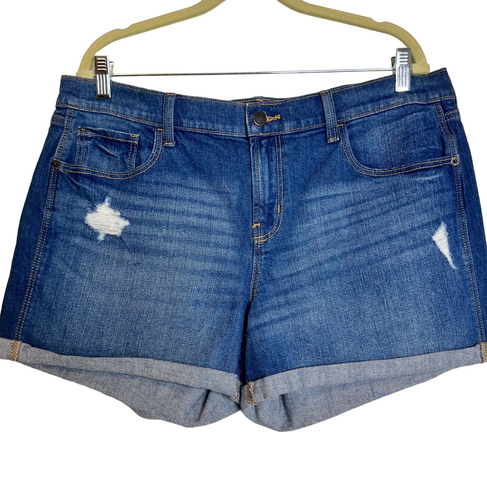 Old Navy Womens Denim Shorts Size 14 Blue Boyfriend Mid-Rise Distressed Jorts